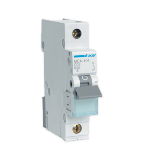 HAGER MCN106E wyłącznik nadprądowy 1P C6A 6kA AC