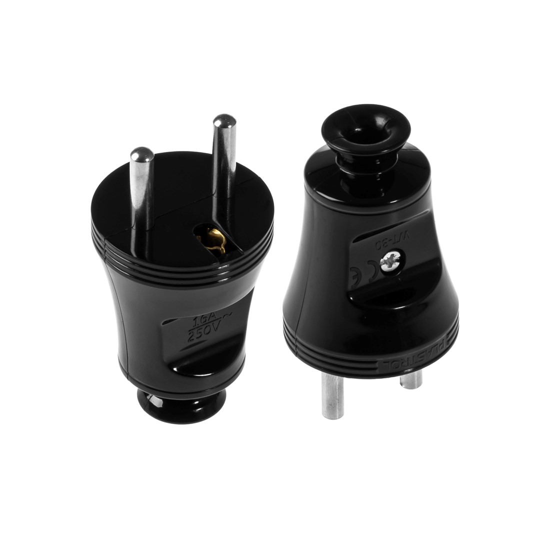 PLASTROL WT-30 wtyczka prosta rozbieralna CZARNY