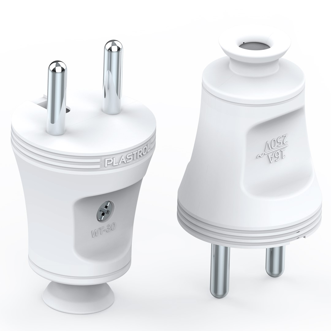 PLASTROL WT-30 wtyczka prosta rozbieralna BIAŁY