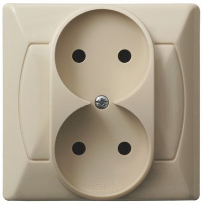 OSPEL AKCENT BEŻ GP-2A/01 gniazdo x2 b/u