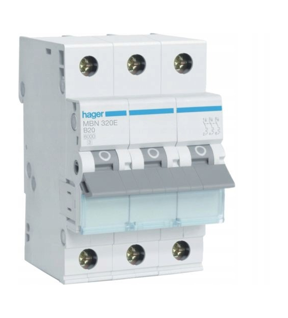 HAGER MBN320E wyłącznik nadprądowy 3P B20A 6kA AC
