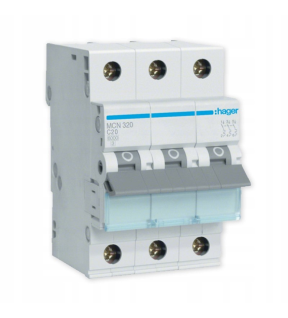 HAGER MCN320E wyłącznik nadprądowy 3P C20A 6kA AC