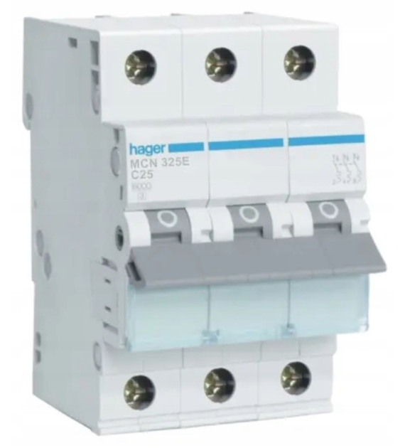 HAGER MCN325E wyłącznik nadprądowy 3P C25A 6kA AC
