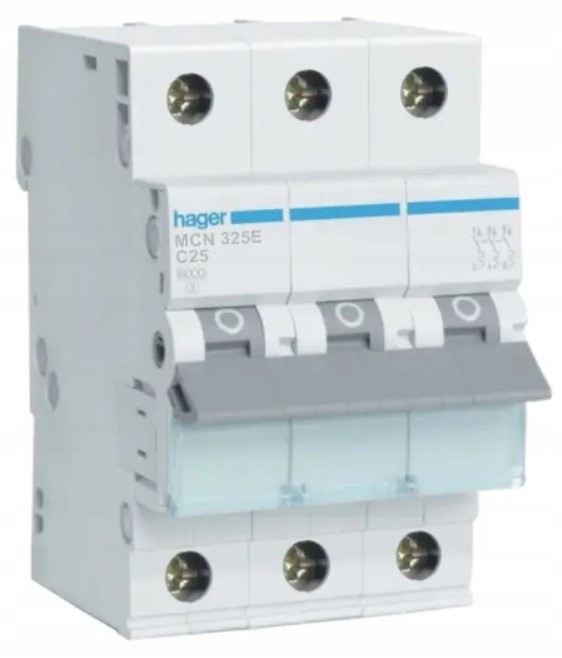 HAGER MCN325E wyłącznik nadprądowy 3P C25A 6kA AC
