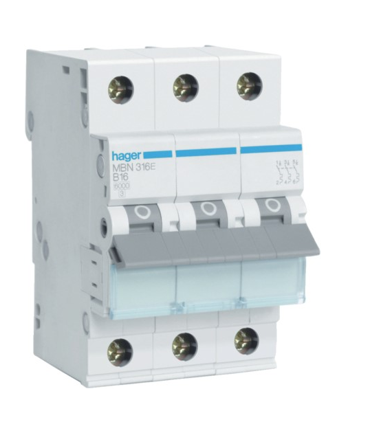 HAGER MBN316E wyłącznik nadprądowy 3P B16A 6kA AC