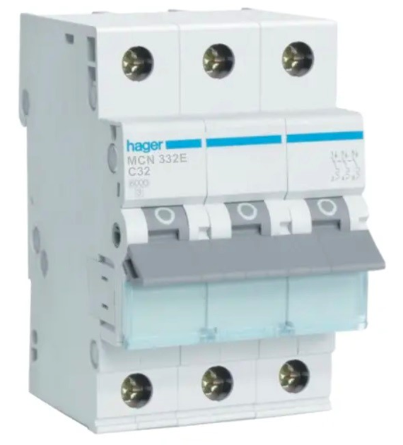 HAGER MCN332E wyłącznik nadprądowy 3P C32A 6kA AC