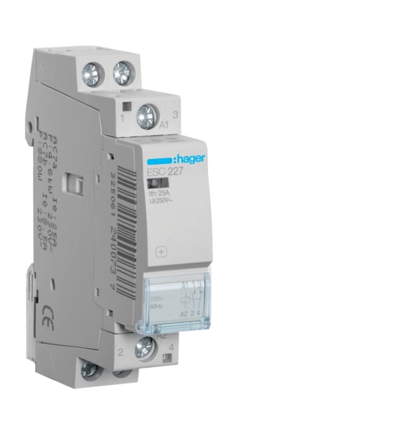 HAGER ESC227 stycznik 25A 1NO+1NC 230V