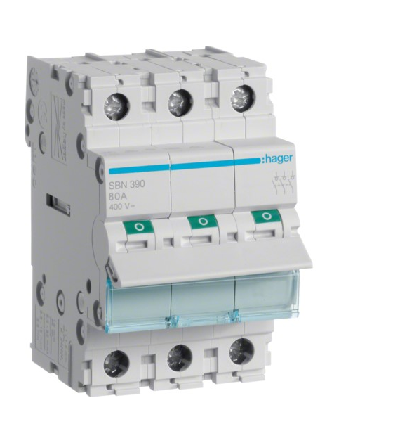 HAGER SBN390 rozłącznik izolacyjny 3P 100A 400V AC