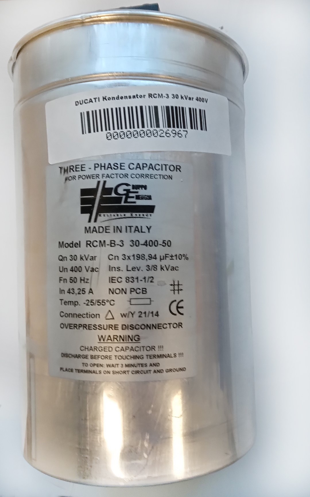 GRUPPOENERGIA RCM-B-3 30-400-50 kondensator 30kVar