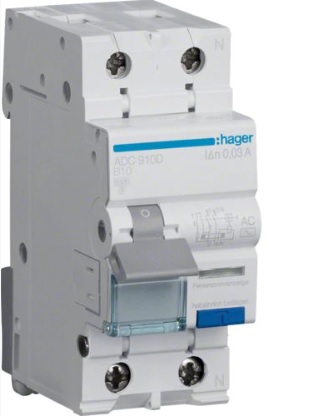 HAGER ADC910D wyłacznik kombinowany 2P B10A 30mA