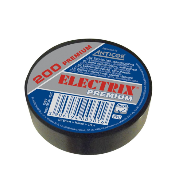 ANTICOR 200 PREMIUM taśma 19mmx18mb 10szt CZARNY