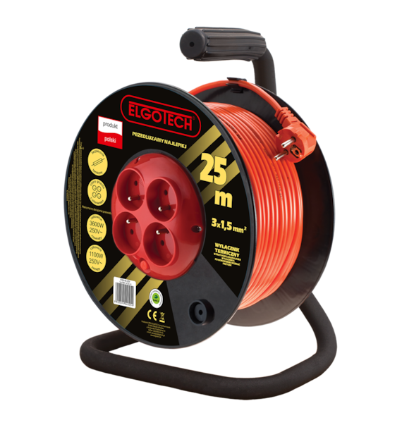 ELGOTECH PZB-40-25Y przedłużacz bębnowy 4gn 25m