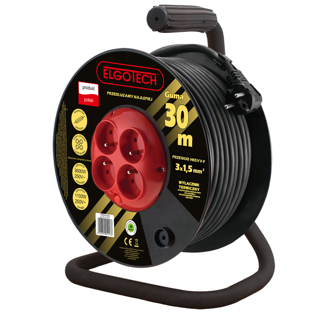 ELGOTECH PZB-40-30G przedłużacz bębnowy 4gn 30m