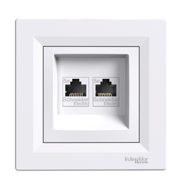 SCHNEIDER ASFORA BIAŁY gniazdo komputerowe x2 RJ45