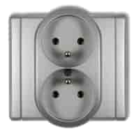 KARLIK FLEXI SREBRNY 7FGP-2zp gniazdo x2 z/u
