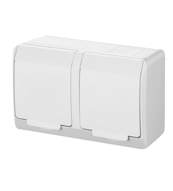 NASIELSK HERMES IP44 BIAŁY GNT-2x2P+Z gniazdo x2