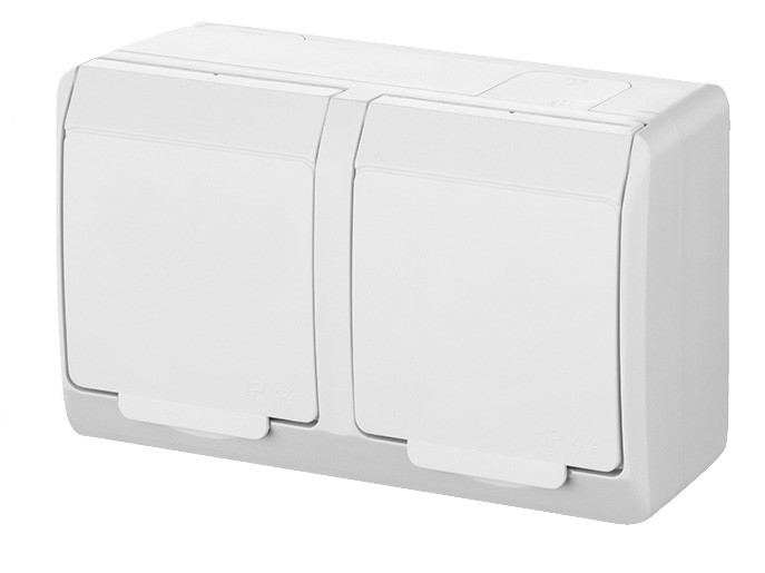 NASIELSK HERMES IP44 BIAŁY GNT-2x2P+Z gniazdo x2