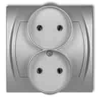 KARLIK LOGO SREBRNY 7LGPR-2 gniazdo x2 b/u