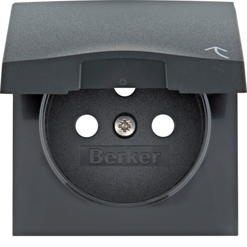 HAGER BERKER B.X ANTRACYT płytka x1 gniazda z/u