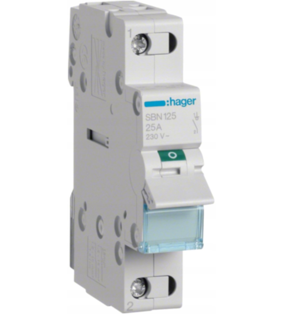 HAGER SBN125 rozłącznik izolacyjny 1P 25A 230V AC