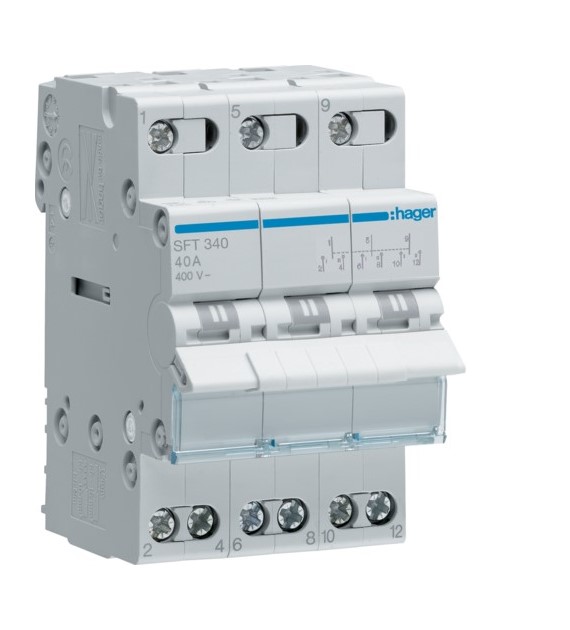 HAGER SFT340 przełącznik modułowy I-0-II 3P 40A