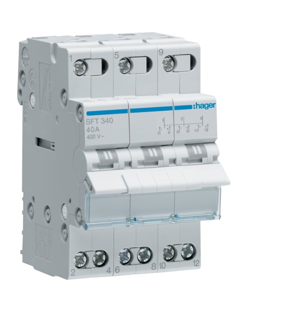 HAGER SFT340 przełącznik modułowy I-0-II 3P 40A