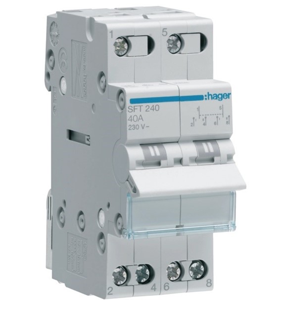 HAGER SFT240 przełacznik modułowy I-0-II 2P 40A