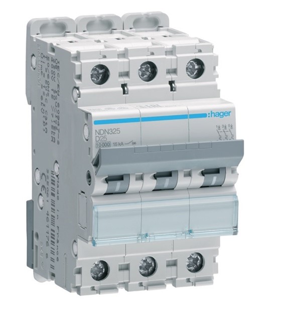 HAGER NDN325 wyłącznik nadprądowy 3P D25 AC