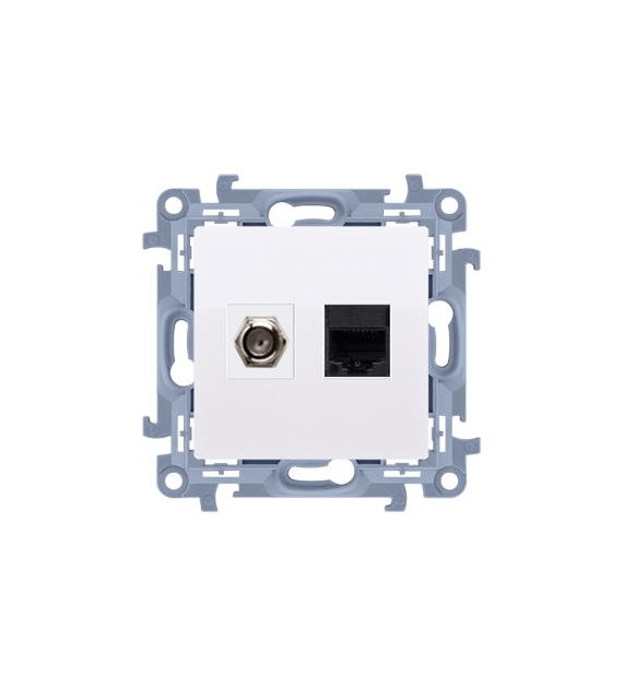 SIMON 10 BIAŁY CASFRJ455.01/11 gniazdo ant F+RJ45