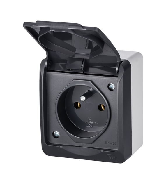 NASIELSK HERMES IP44 ANTRACYT GNT-2P+Z gniazdo x1