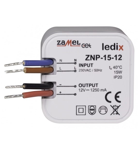 ZAMEL LEDIX ZNP-15-12 zasilacz LED dopuszkowy 12V