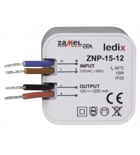 ZAMEL LEDIX ZNP-15-12 zasilacz LED dopuszkowy 12V