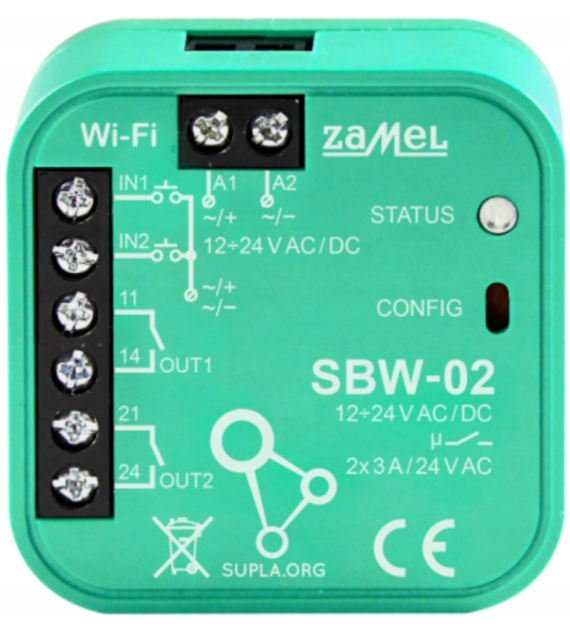 ZAMEL SUPLA SBW-02 sterownik bram 2-kanałowy WiFi