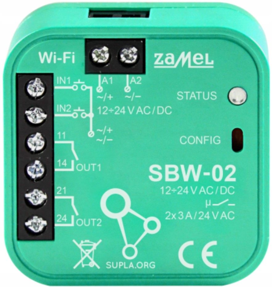 ZAMEL SUPLA SBW-02 sterownik bram 2-kanałowy WiFi