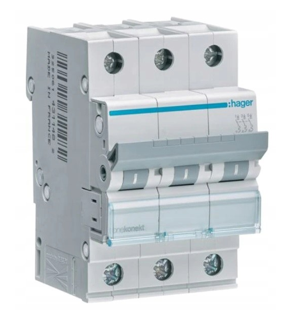 HAGER MCN363E wyłącznik nadprądowy 3P C63A 6kA AC