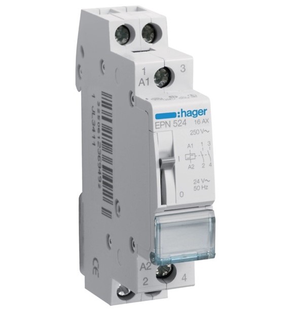 HAGER EPN524 przekaźnik 24VAC/12VDC 2NO 16A
