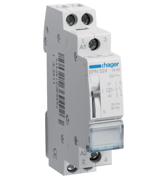 HAGER EPN524 przekaźnik 24VAC/12VDC 2NO 16A