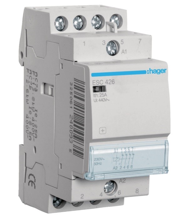 HAGER ESC426 stycznik 230VAC 4NC 25A AC-7a/b