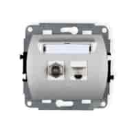 KARLIK TREND SREBRNY 7GFK-1 gniazdo typ F SAT+RJ45