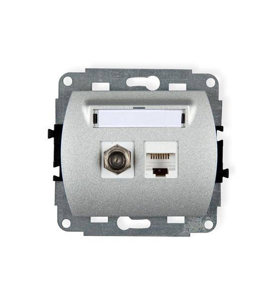KARLIK TREND SREBRNY 7GFK-1 gniazdo typ F SAT+RJ45