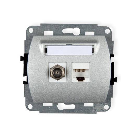 KARLIK TREND SREBRNY 7GFK-1 gniazdo typ F SAT+RJ45