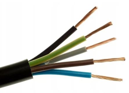 ELEKTROKABEL przewód OWY 5x1,5 czarny 100m H05VV-F
