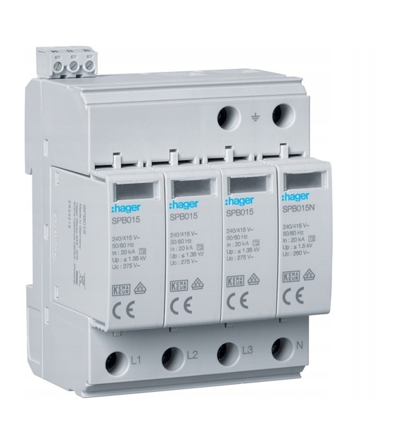 HAGER SPB415 ogranicznik przepięć 4P 3+1 T2 20kA