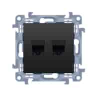 SIMON 10 CZARNY C52.01/49 gniazdo komputer x2 RJ45