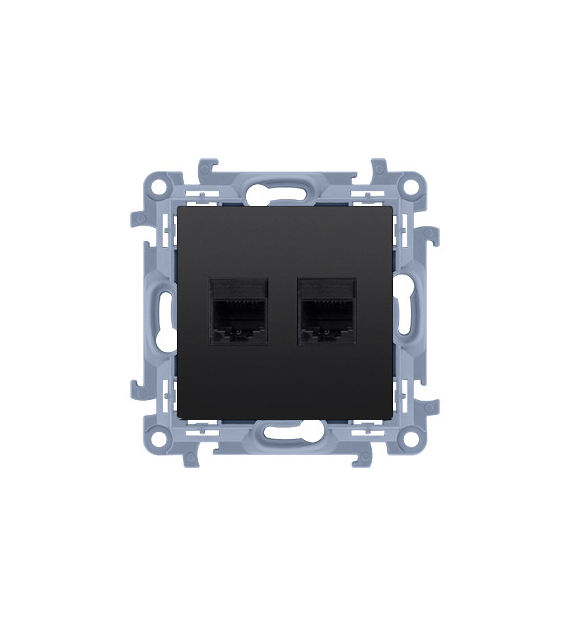SIMON 10 CZARNY C52.01/49 gniazdo komputer x2 RJ45