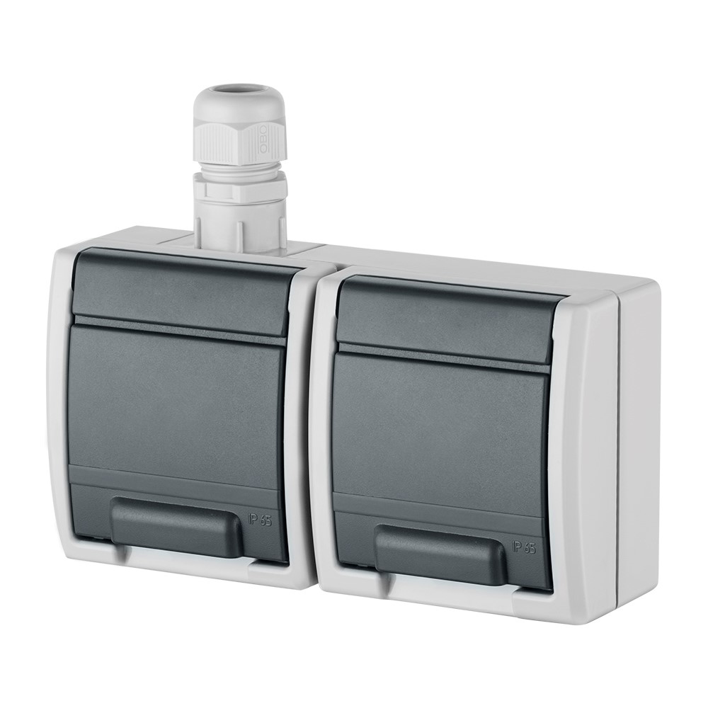 NASIELSK AQUANT IP65 SZARY GNT 2x2P+Z H gniazdo x2