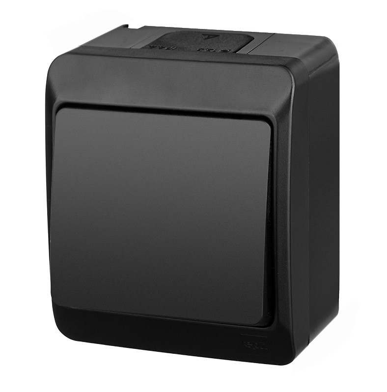 NASIELSK HERMES IP44 CZARNY ŁNT-1 łącznik/schodowy