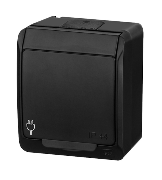 NASIELSK HERMES IP44 CZARNY GNT-2P+Z gniazdo x1