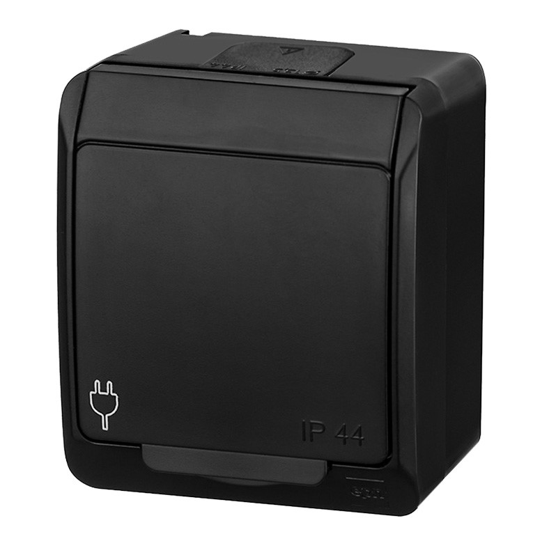 NASIELSK HERMES IP44 CZARNY GNT-2P+Z gniazdo x1
