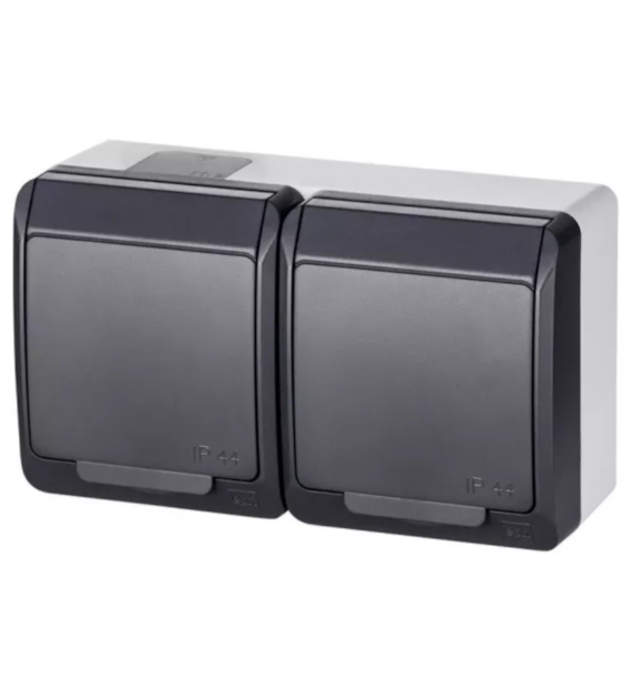 NASIELSK HERMES IP44 ANTRACYT GNT-2x2P+Z gniazdox2